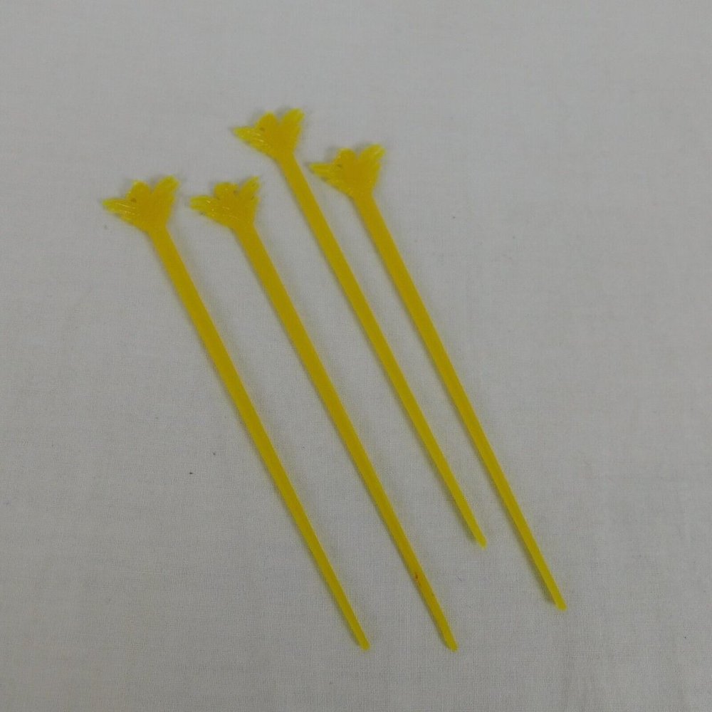 4 Yellow Bird Thunderbird Logo Swizzle Stick Vintage Mid Century Mascot Cocktail